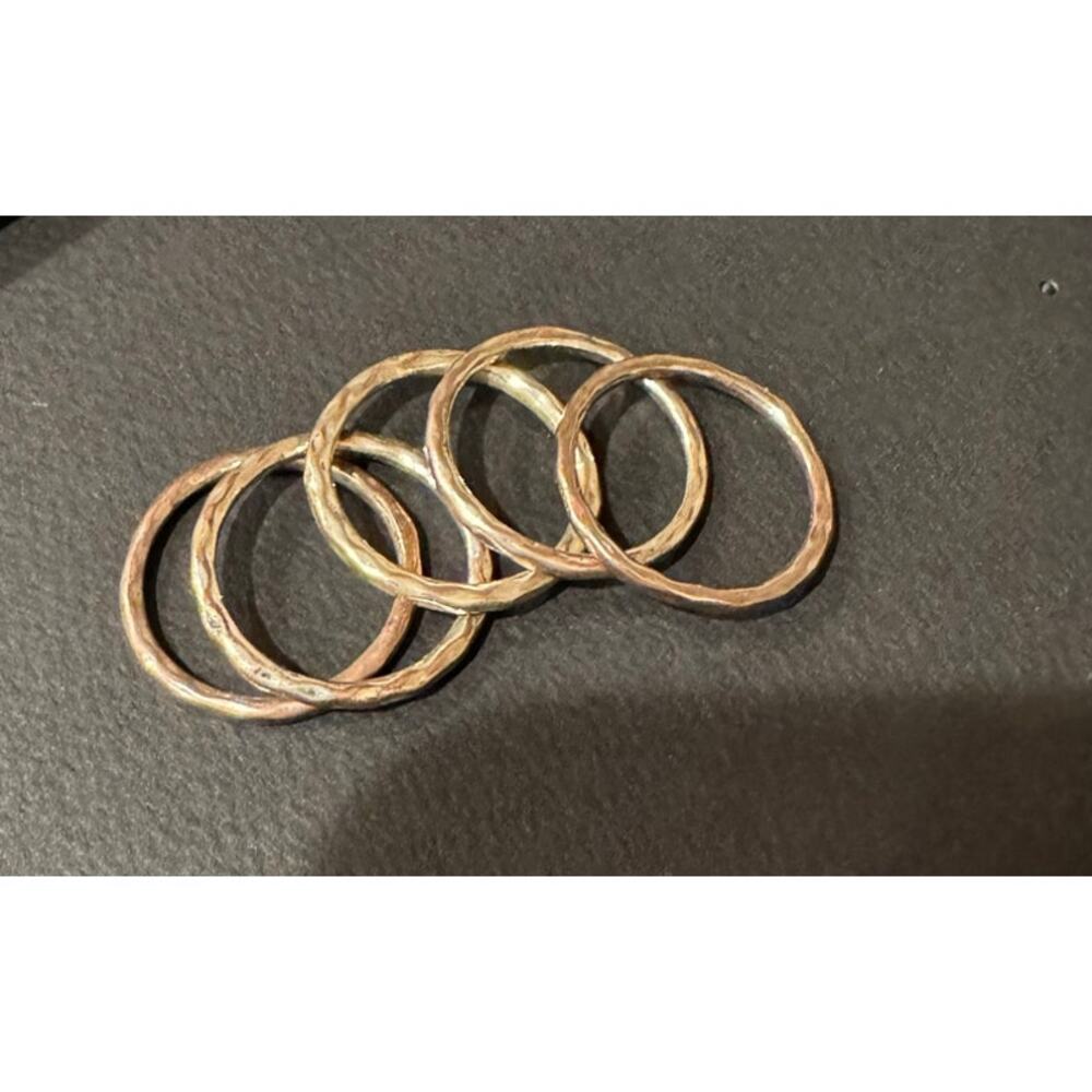 Set of 5 Hammered Mixed Metal Stacking Rings Size 8